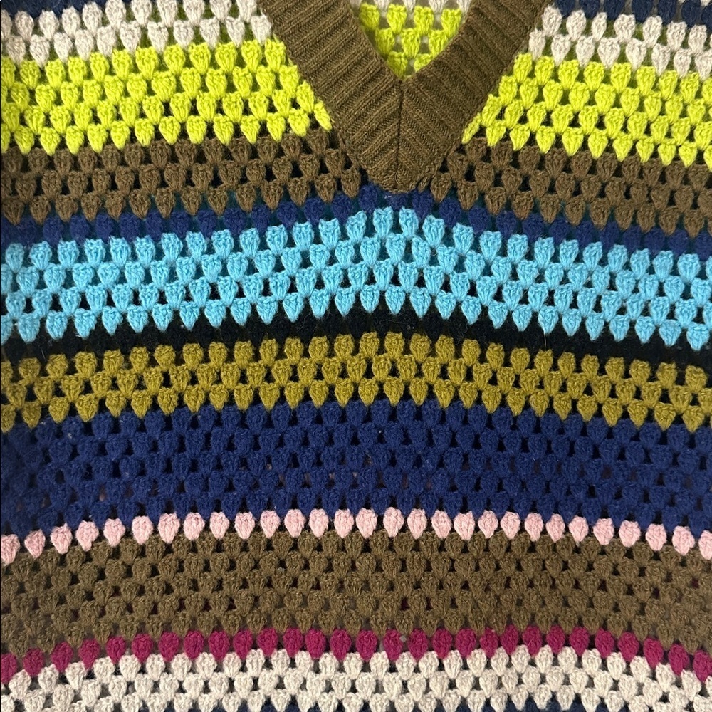 Baum Und Pferdgarten Colette Crochet Striped Wool Knit Sweater Vest Sz Medium - Picture 8 of 13